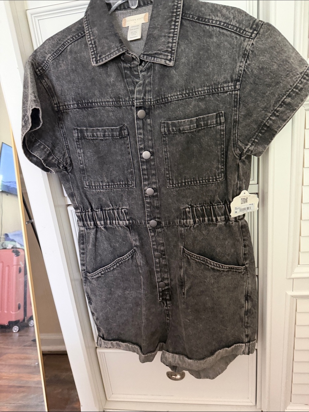 Altar'd State Washed Black Denim Romper